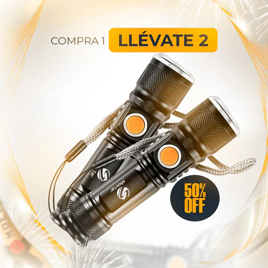 COMPRE 1  Y LLÉVATE 2 Linterna Táctica TitanioPro™ USB